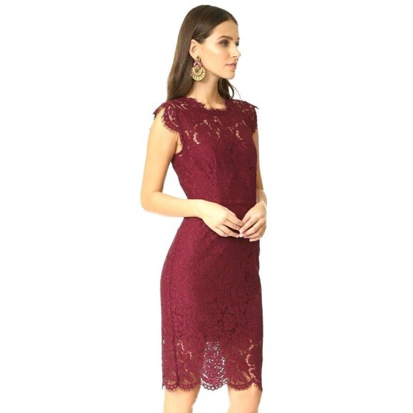 RACHEL ZOE Maroon Lace Formal Suzette Wedding Dress, Size 6 - Picture 1 of 12